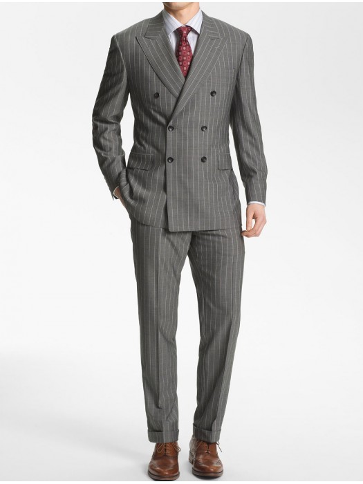 Light Grey Wide Stripe Suit - Oliver Wicks