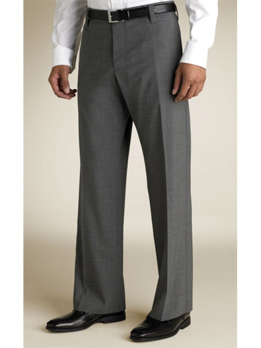STATMENT Men 100% Wool Slim Fit Flat Front Solid Dress Pants - Boytique %