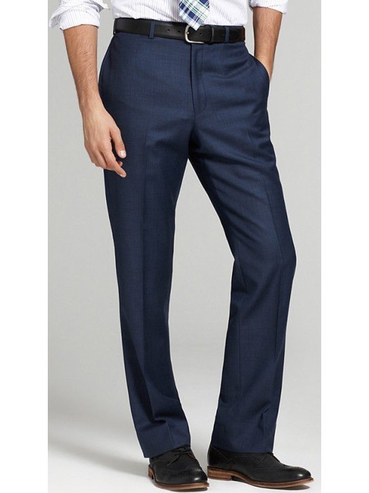 8039 blue flat front tailored fit pants