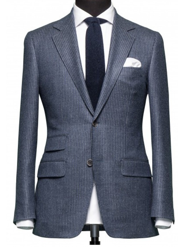 Grey Striped Slim fit blazer with ticket pocket